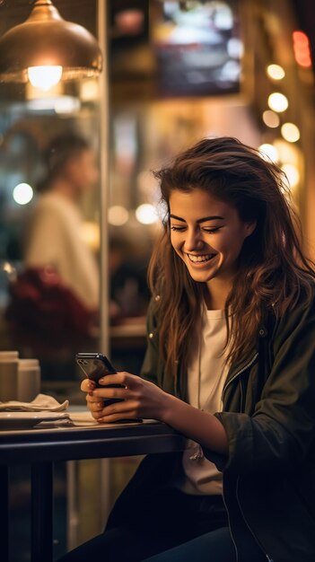 Femme caucasienne utilisant le téléphone tapant sur l'écran tactile du smartphone envoyant des SMS femme d'affaires étudiante heureuse souriante shopping en ligne application mobile de commerce électronique