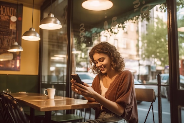 Photo femme caucasienne utilisant le téléphone taper sur l'écran tactile du smartphone texter femme d'affaires étudiante heureuse souriante achat en ligne application mobile de commerce électronique