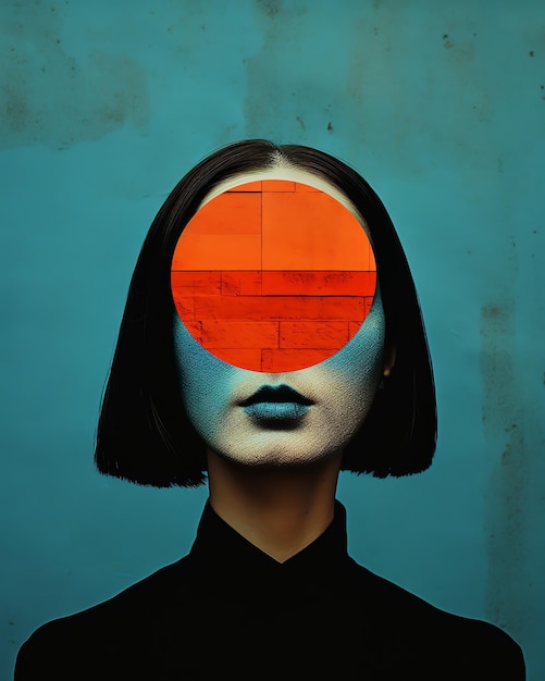 Photo une femme avec un cercle orange vif sur son visage