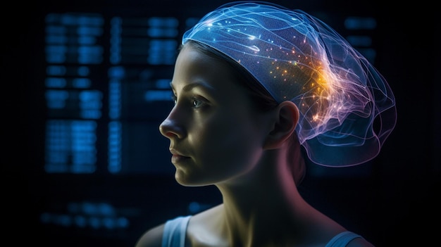 Une femme avec un cerveau comme un cerveau