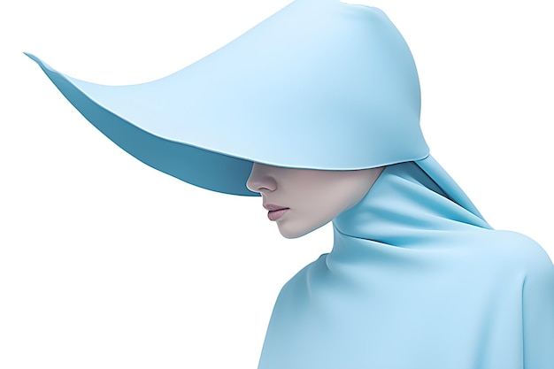 Une femme avec un chapeau bleu et une écharpe bleue