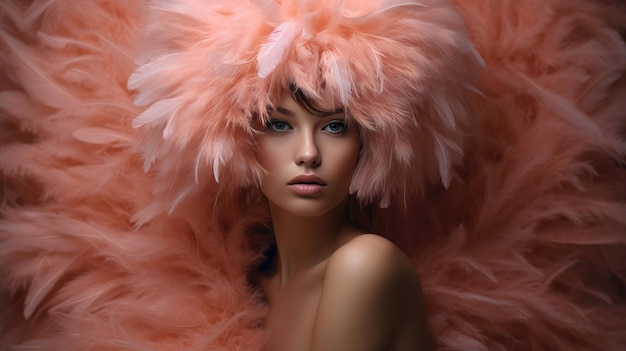 Une femme avec un chapeau de plumes