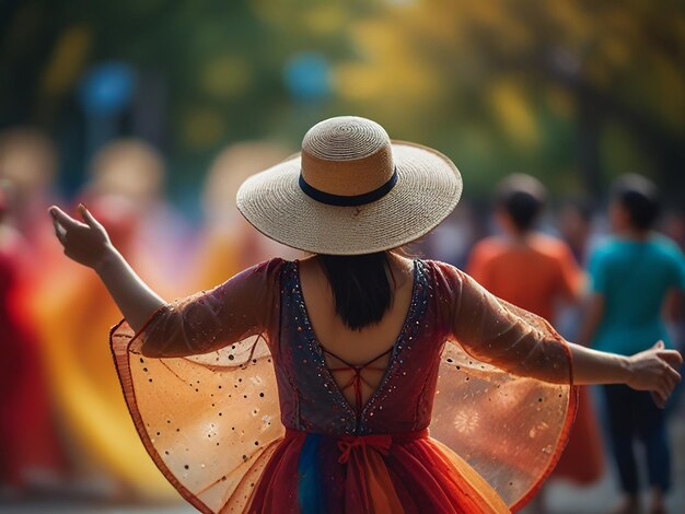 Photo une femme avec un chapeau qui a le mot sur lui