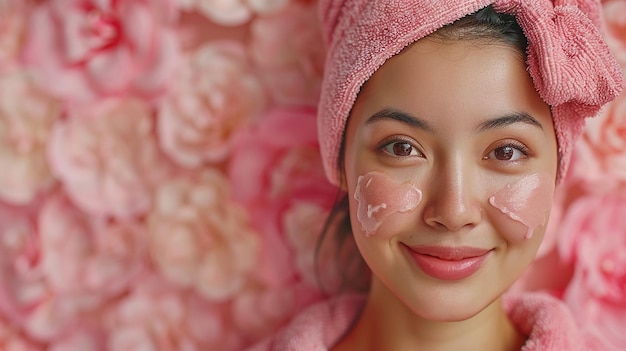 Photo une femme avec un chapeau rose et une fleur rose sur la tête