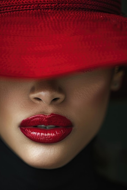 Photo une femme avec un chapeau rouge