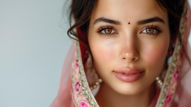 Une femme charmante en tenue traditionnelle capturée avec une élégance artistique