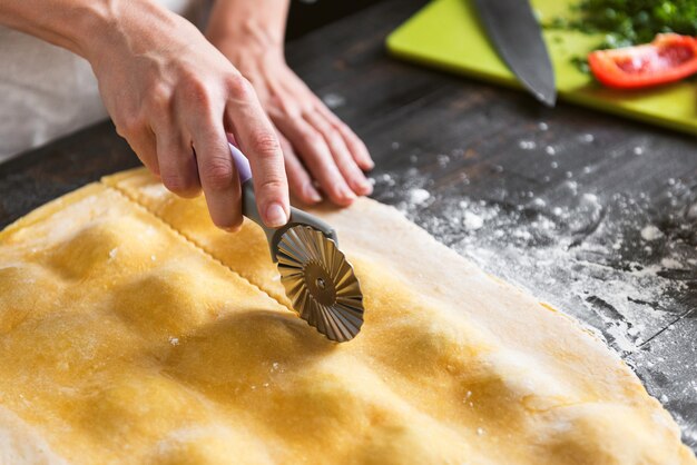 Femme chef cuisine pas à pas les raviolis traditionnels