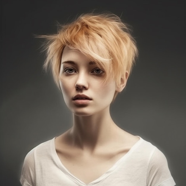 Une femme avec une chemise blanche qui dit le mot dessus