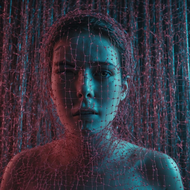 une femme avec une chemise bleue