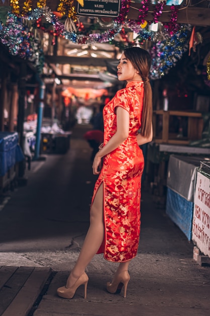 Femme, cheongsam, robe