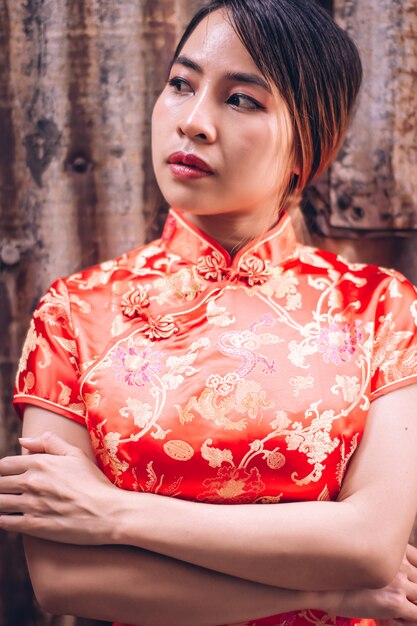 Femme, cheongsam, robe