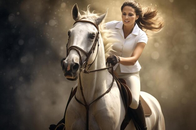 Une femme à cheval avec une femme à cheval