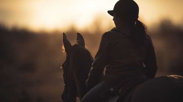 Une femme à cheval.