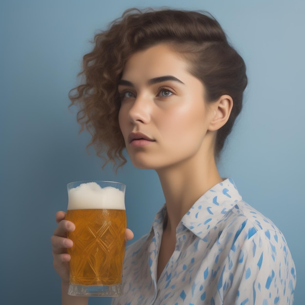 Femme avec une chope de bière