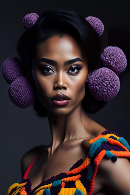 Photo une femme avec une coiffure colorée