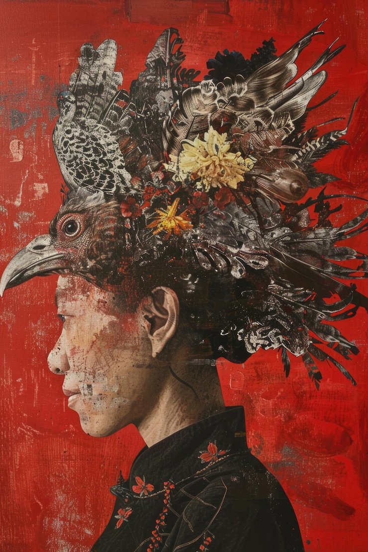 Photo une femme avec une coiffure d'oiseau