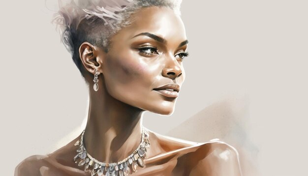 Une femme avec un collier et des boucles d'oreilles en argent