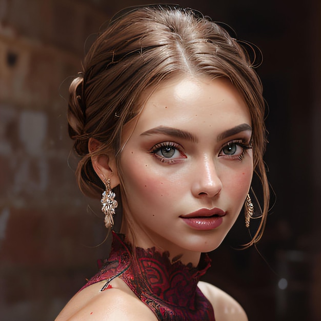 une femme avec un collier de diamants et des boucles d'oreilles