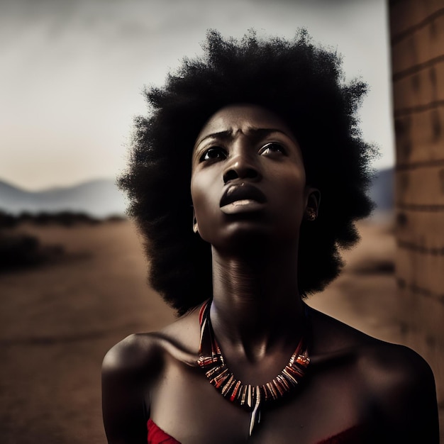 Une femme avec un collier qui dit "je suis une fille"