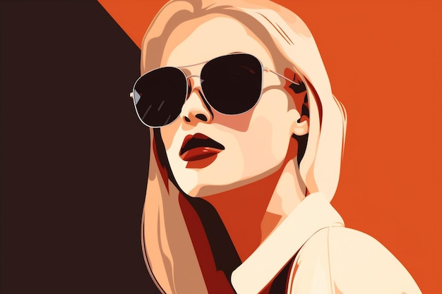 Femme concept lunettes mode illustration fille portrait design affiche style moderne Generative AI