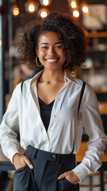 Une femme confiante avec les mains sur les hanches