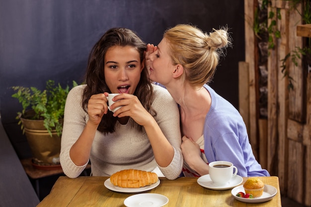 Femme, confier, secret, à, elle, ami