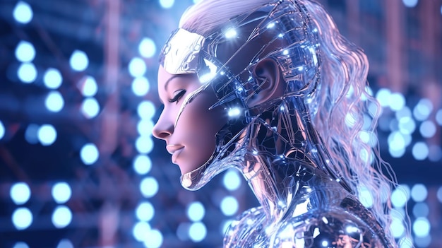 Une femme avec un corps brillant et des lumières incandescentes Generative AI Art