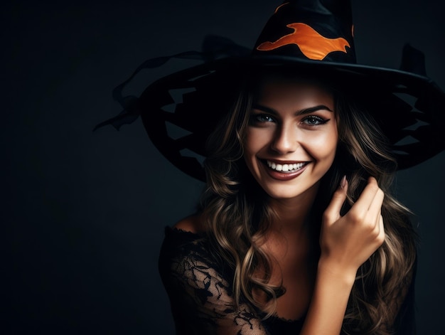 Photo une femme en costume d'halloween avec une pose ludique