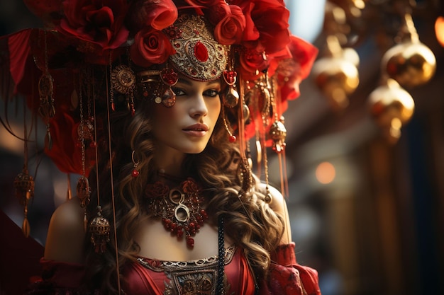 Photo une femme en costume à venise, en italie