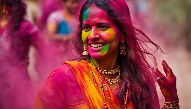 Photo une femme avec les couleurs de ses cheveux peints en couleurs colorées