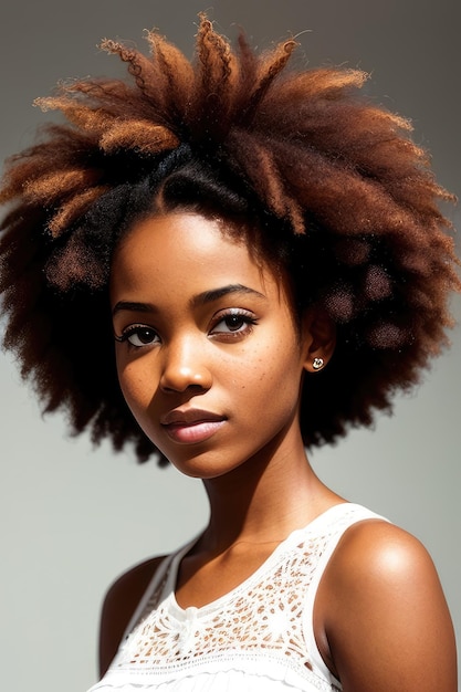 Une femme avec une coupe de cheveux naturelle