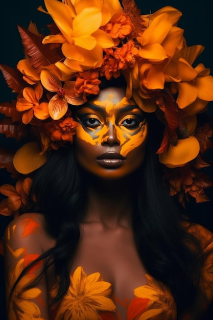 Une femme avec une couronne de fleurs sur la tête