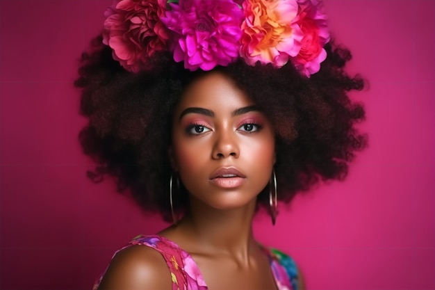 Une femme avec une couronne de fleurs sur la tête