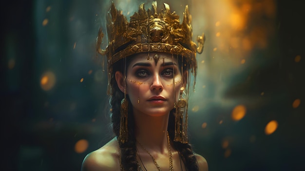 Une femme avec une couronne sur la tête