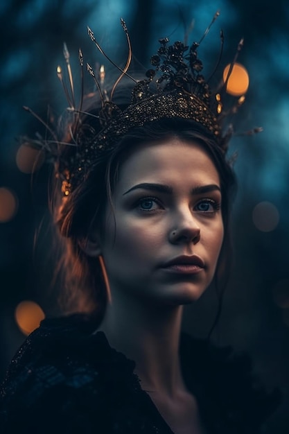 Une femme avec une couronne sur la tête