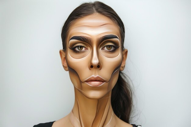 Une femme avec un crâne peint sur le visage