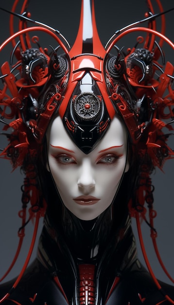 Femme Cyberpunk futuriste dans un cybermonde Modèle 3D réaliste d'un cyborg humain généré par Ai