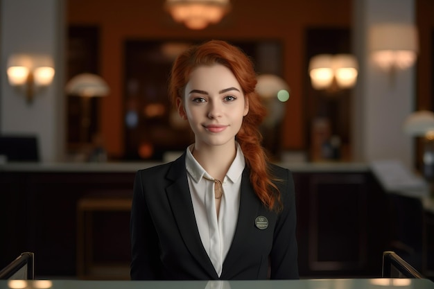 Une femme dans un bar d'hôtel