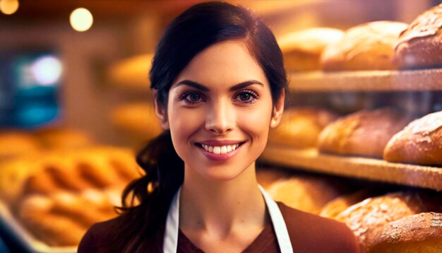 Photo une femme dans une boulangerie