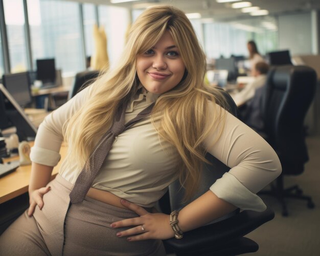 Photo une femme dans un bureau posant pour la caméra