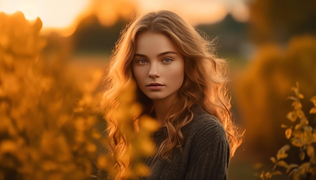 Une femme dans un champ de fleurs