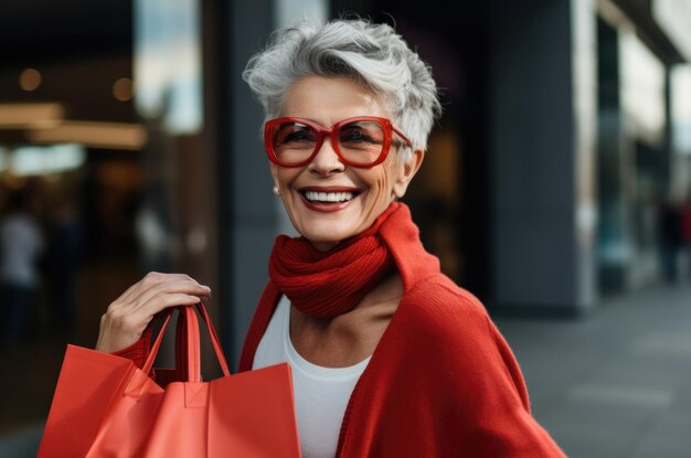 femme dans un concept de centre commercial