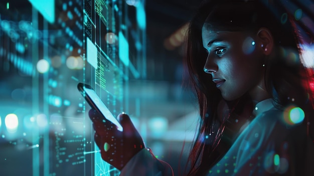 La femme dans un environnement futuriste