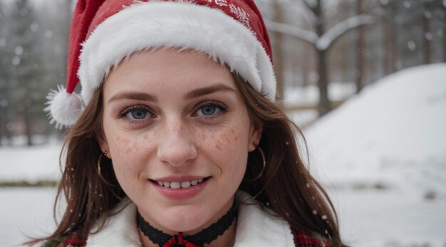 Photo femme dans un environnement de noël