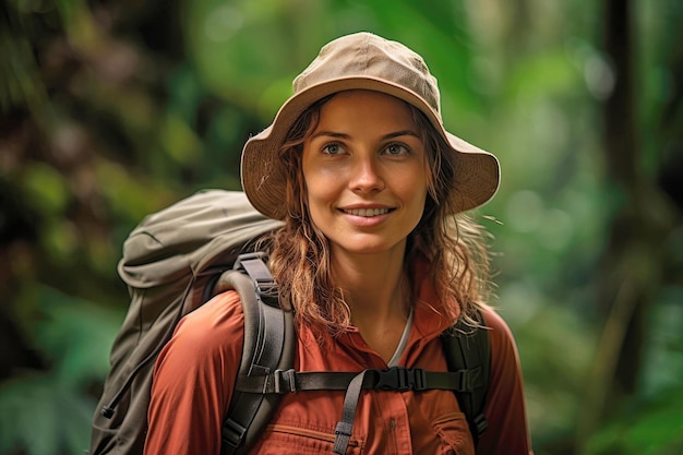 Une femme dans la forêt tropicale