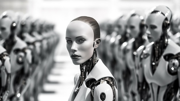 Une femme dans un robot blanc Generative AI Art