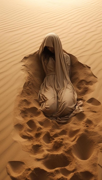 femme dans le sable, le sable est couvert de sable