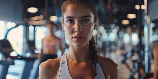 femme dans la salle de sport fitness IA générative