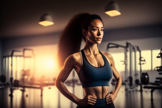 Une femme dans une salle de sport avec une formation en salle de sport qui dit "je suis une salle de sport"