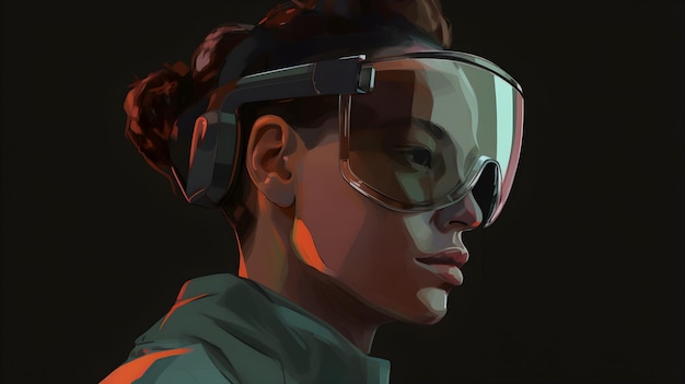 Une femme dans des verres futuristes